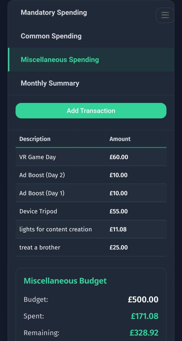 Misc Transactions app preview